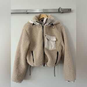 Love Tree Quilted Sherpa Teddy Bomber Jacket - Size L